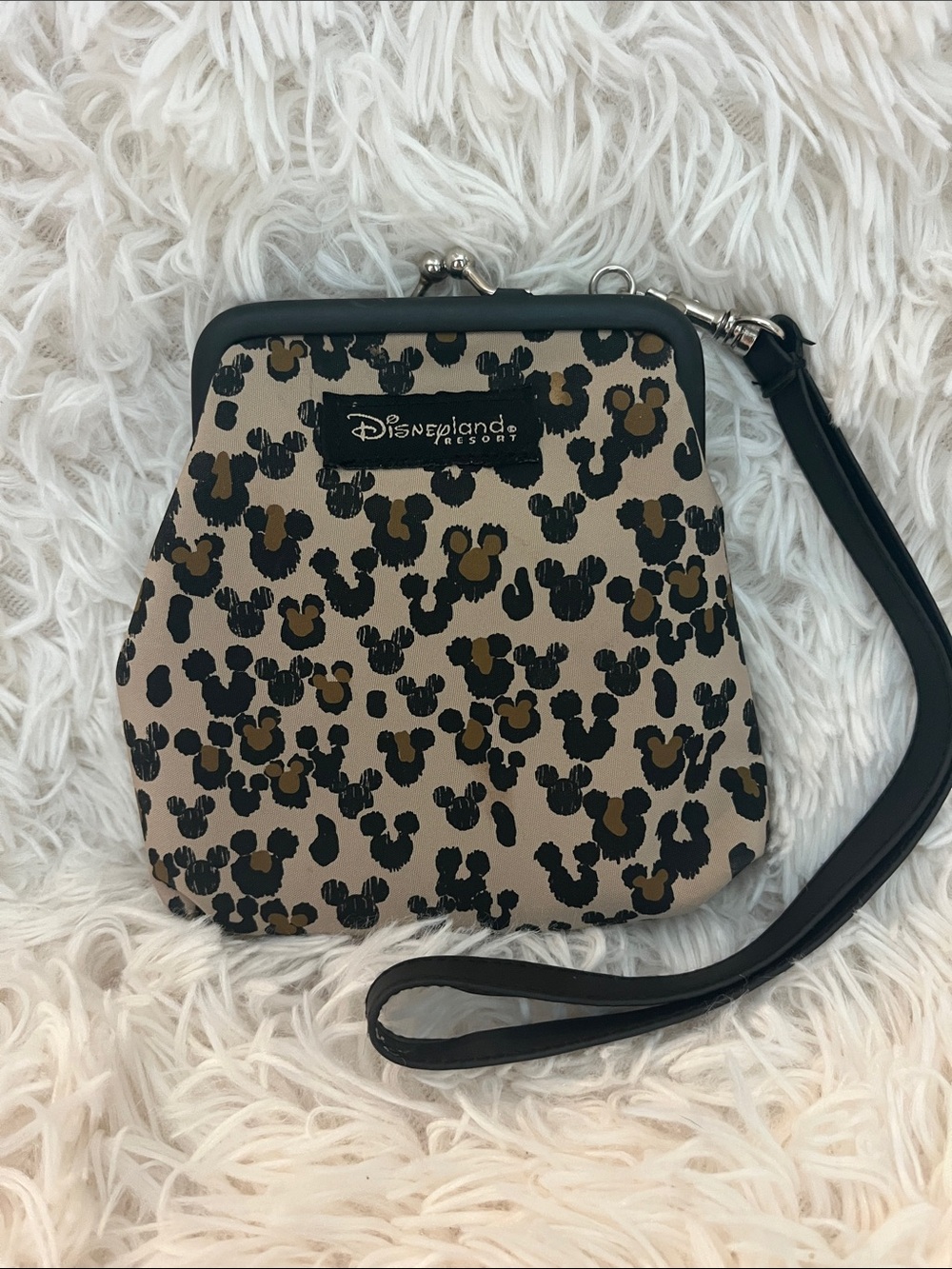 Disney Leopard Mickey Wristlet - Beige, Black, Brown